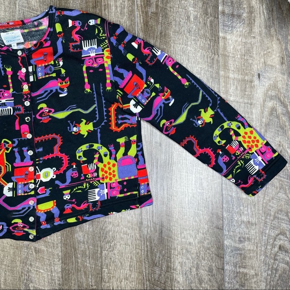 United Colors of Benetton Abstract Colorful Snap Button Sweatshirt Size Small - Picture 10 of 13